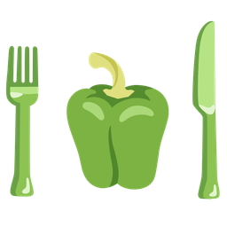 bell pepper and fork and knife with plate