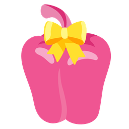 bell pepper and heart with ribbon