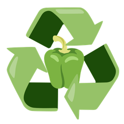 bell pepper and recycling symbol