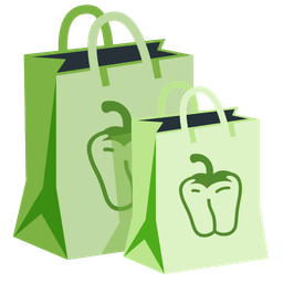bell pepper and shopping bags