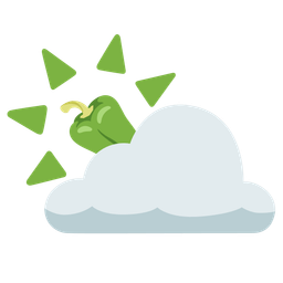 bell pepper and sun behind cloud