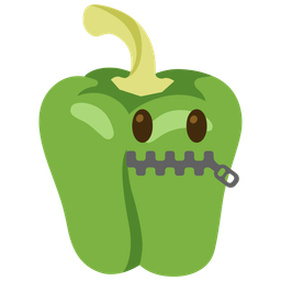 bell pepper and zipper-mouth face