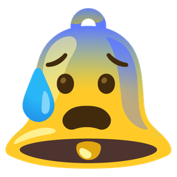 bell and anxious face with sweat