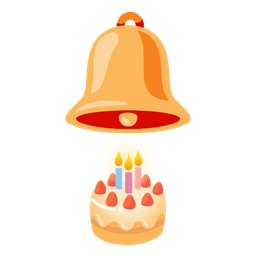 bell and birthday cake