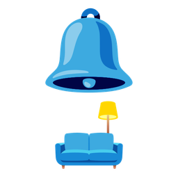 bell and couch and lamp
