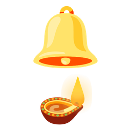 bell and diya lamp