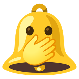 bell and face with open eyes and hand over mouth