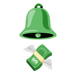 bell and money with wings