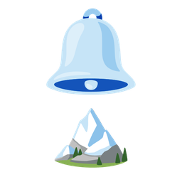 bell and snow-capped mountain