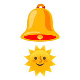 bell and sun with face