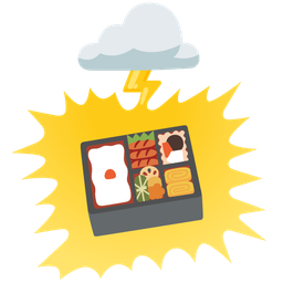 Bento box and Cloud with lightning