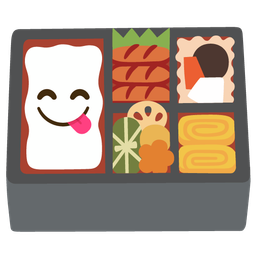 Bento box and Face savoring food