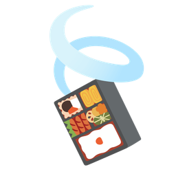 Bento box and Leaf fluttering in wind