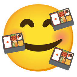 Bento box and Smiling face with hearts