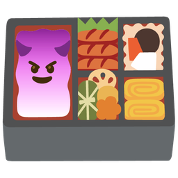 Bento box and Smiling face with horns