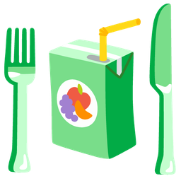 Beverage box and Fork and knife with plate