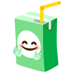 Beverage box and Smiling face with open hands