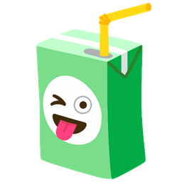 Beverage box and Winking face with tongue