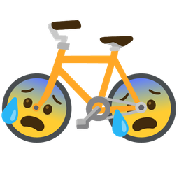bicycle and anxious face with sweat