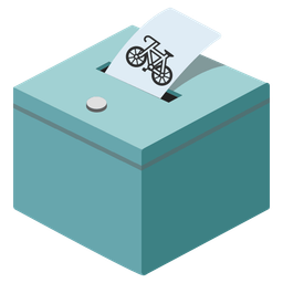 bicycle and ballot box with ballot