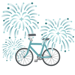 bicycle and fireworks