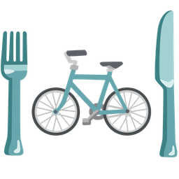 bicycle and fork and knife with plate