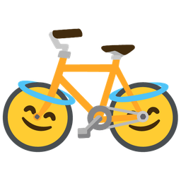 Bicycle and Smiling face with halo