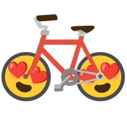Bicycle and Smiling face with heart-eyes