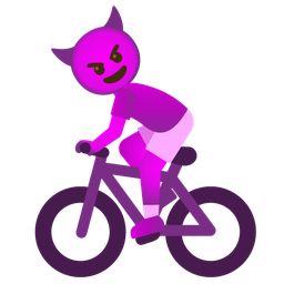 bicycle and smiling face with horns