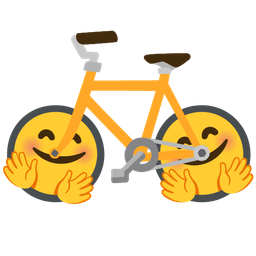 Bicycle and Smiling face with open hands
