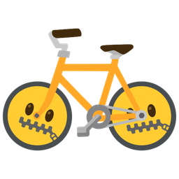 bicycle and zipper-mouth face