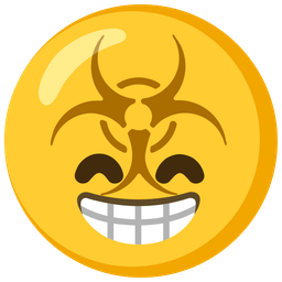 Biohazard and Beaming face with smiling eyes