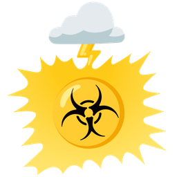 biohazard and cloud with lightning