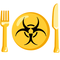 biohazard and fork and knife with plate