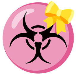 biohazard and heart with ribbon