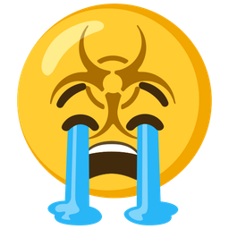 biohazard and loudly crying face