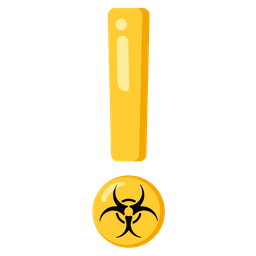 biohazard and red exclamation mark