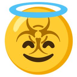 Biohazard and Smiling face with halo