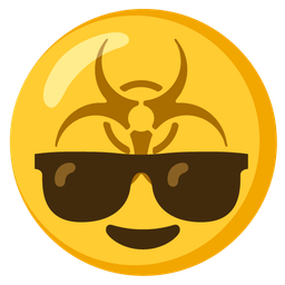 biohazard and smiling face with sunglasses