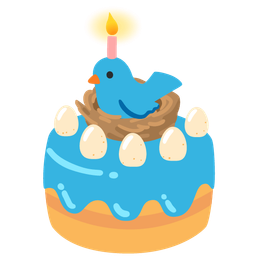 bird and birthday cake