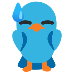 bird and downcast face with sweat