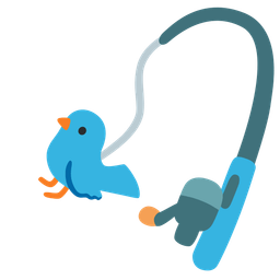 bird and fishing pole