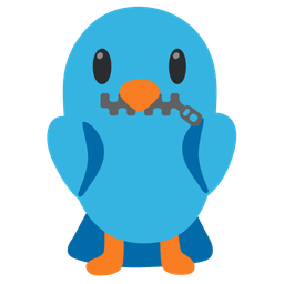 bird and zipper-mouth face