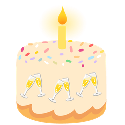 Birthday cake and Clinking glasses