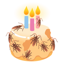 Birthday cake and Cockroach
