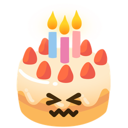 Birthday cake and Confounded face