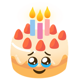 Birthday cake and Face holding back tears