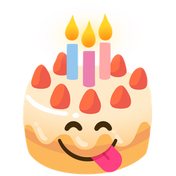 Birthday cake and Face savoring food