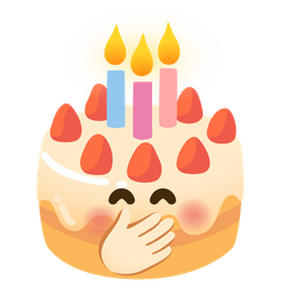 Birthday cake and Face with hand over mouth
