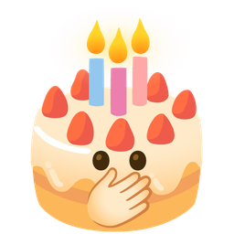 Birthday cake and Face with open eyes and hand over mouth